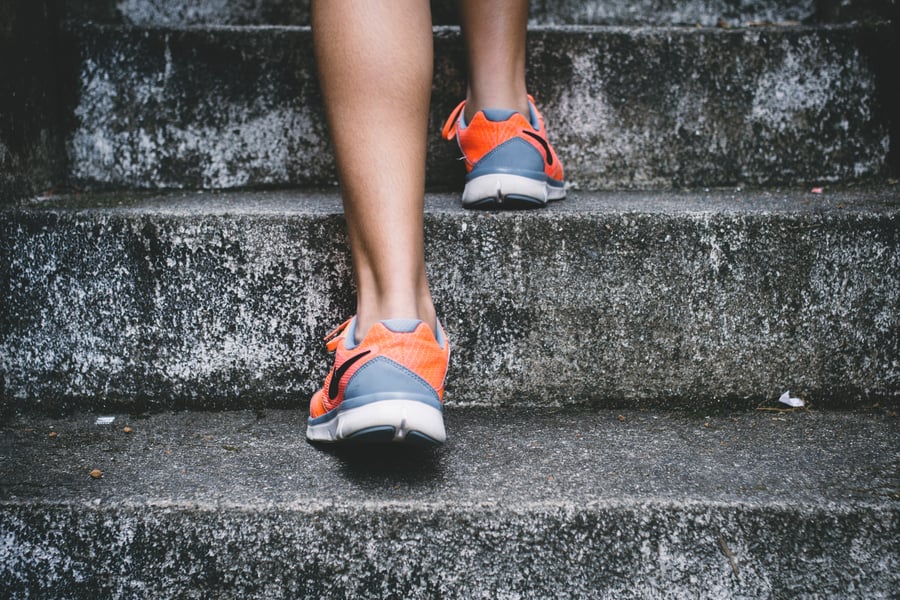 heels climbing stairs